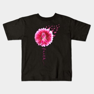 Breast cancer Awareness Sunflower Lover Pink Ribbon Womens Kids T-Shirt